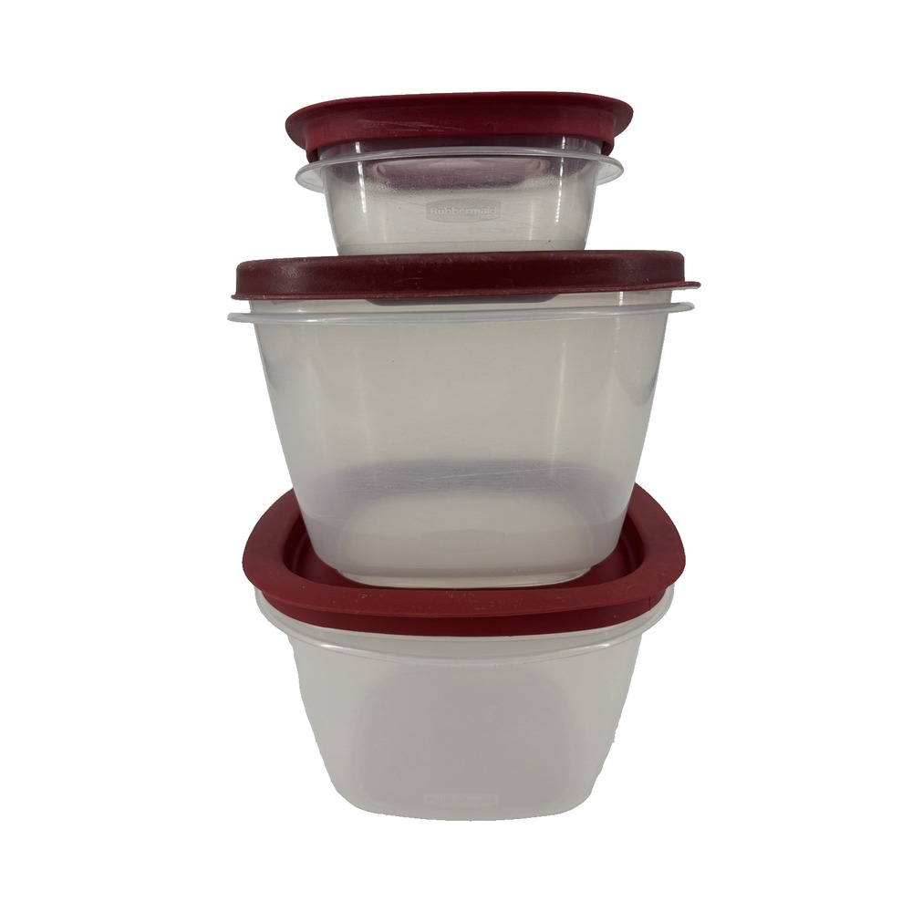 Rubbermaid Container Lot (2) 7 Cup 1.6 L Containers 7J63 Red Snap Lid & 1.25 Cup